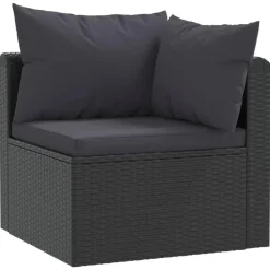 Loungebanken-vidaXL - Tuinbank - Zwart - Poly rattan