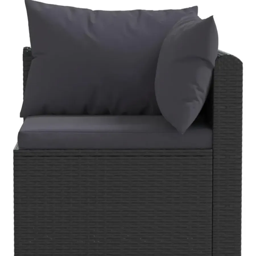Loungebanken-vidaXL - Tuinbank - Zwart - Poly rattan
