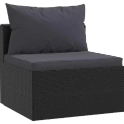 Loungebanken-vidaXL - Tuinbank - Zwart - Poly rattan