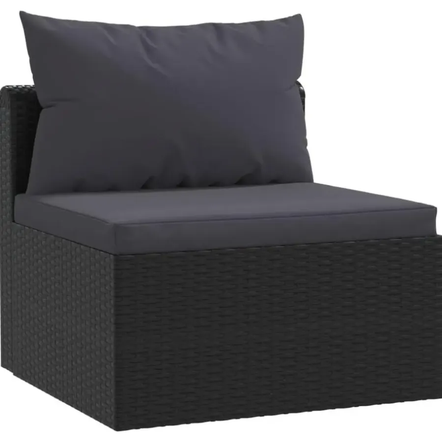Loungebanken-vidaXL - Tuinbank - Zwart - Poly rattan
