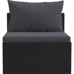 Loungebanken-vidaXL - Tuinbank - Zwart - Poly rattan