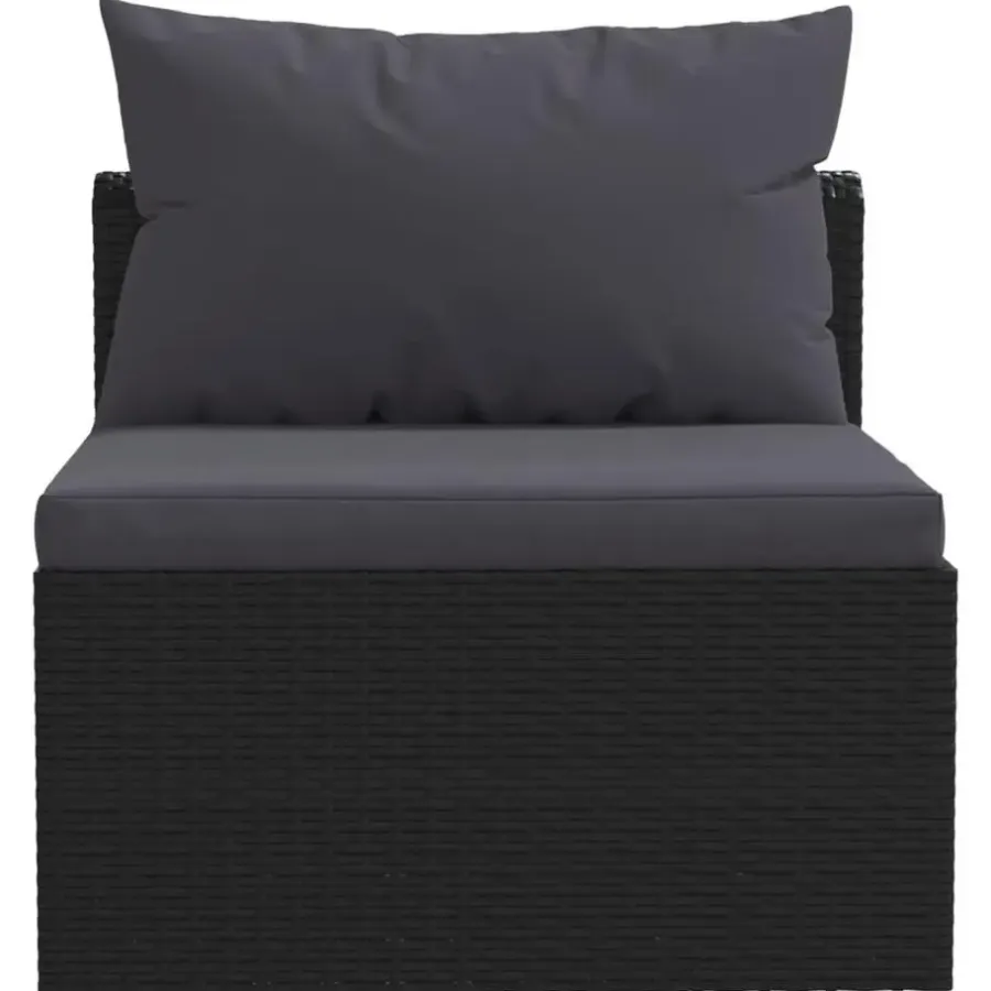 Loungebanken-vidaXL - Tuinbank - Zwart - Poly rattan