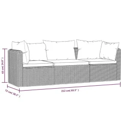 Loungebanken-vidaXL - Tuinbank - Zwart - Poly rattan