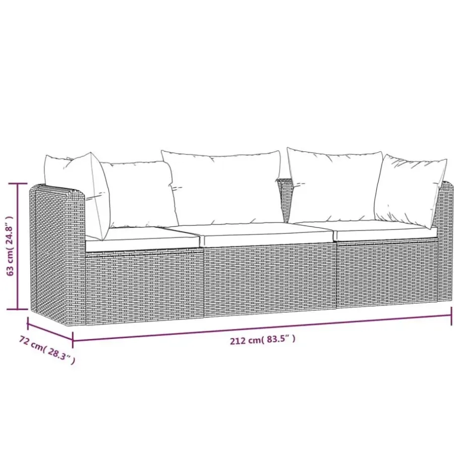 Loungebanken-vidaXL - Tuinbank - Zwart - Poly rattan