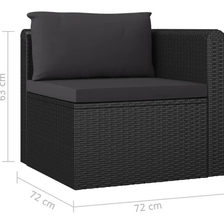 Loungebanken-vidaXL - Tuinbank - Zwart - Poly rattan