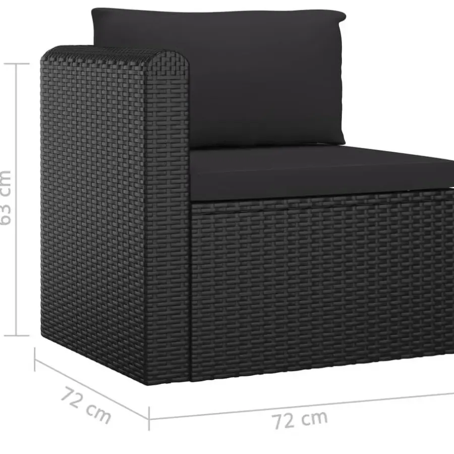 Loungebanken-vidaXL - Tuinbank - Zwart - Poly rattan