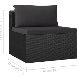 Loungebanken-vidaXL - Tuinbank - Zwart - Poly rattan