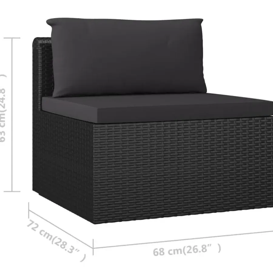 Loungebanken-vidaXL - Tuinbank - Zwart - Poly rattan