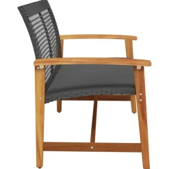 vidaXL - Tuinbank - Zwart - Poly rattan en acaciahout - 112 cm