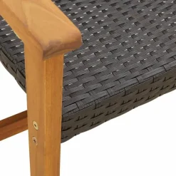 vidaXL - Tuinbank - Zwart - Poly rattan en acaciahout - 112 cm