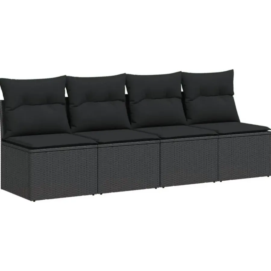 Loungebanken-vidaXL - Tuinbank - Zwart - Poly rattan