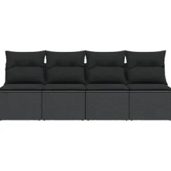 Loungebanken-vidaXL - Tuinbank - Zwart - Poly rattan