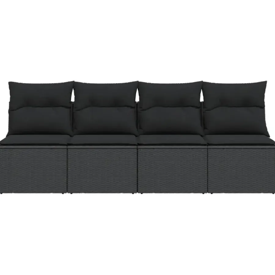 Loungebanken-vidaXL - Tuinbank - Zwart - Poly rattan