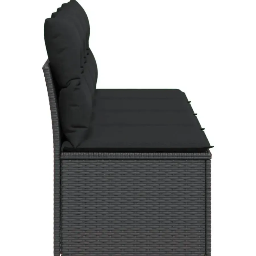Loungebanken-vidaXL - Tuinbank - Zwart - Poly rattan
