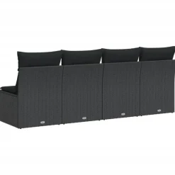 Loungebanken-vidaXL - Tuinbank - Zwart - Poly rattan