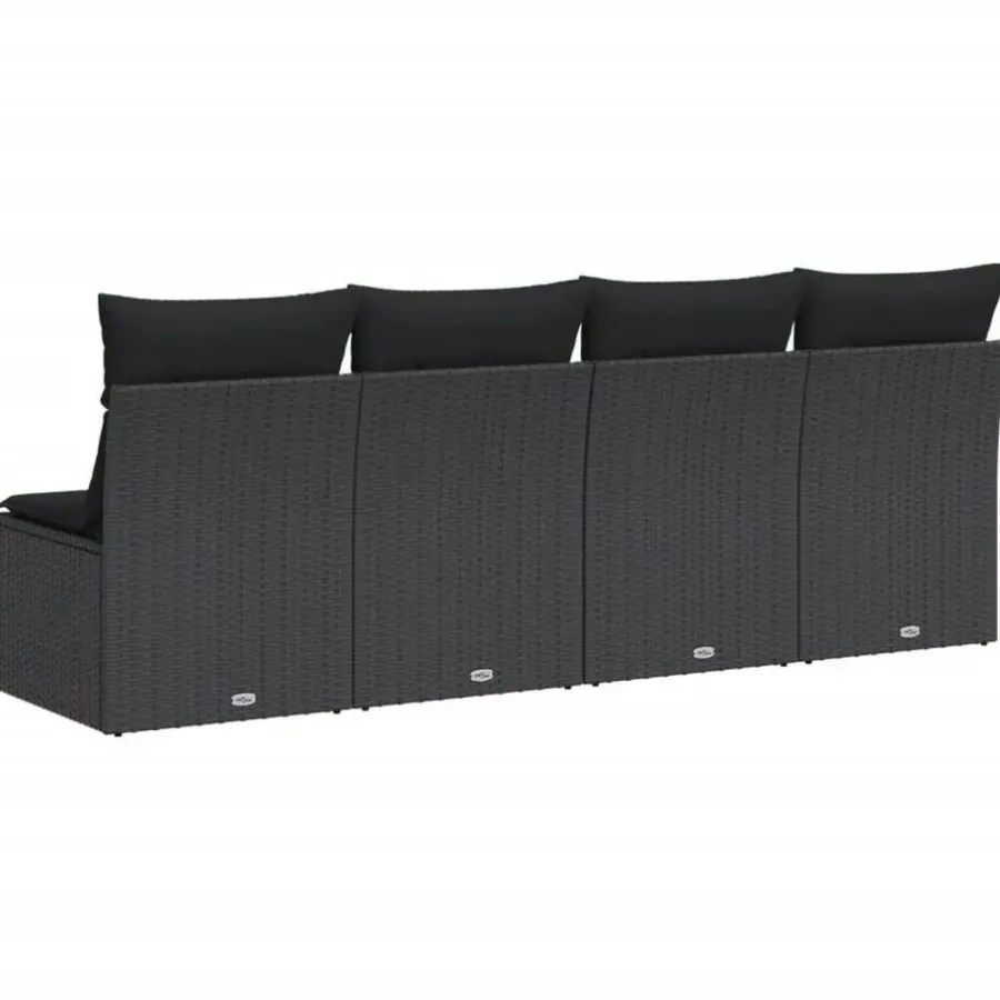 Loungebanken-vidaXL - Tuinbank - Zwart - Poly rattan