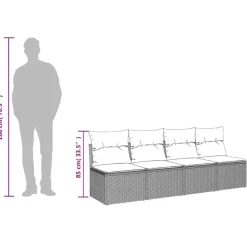 Loungebanken-vidaXL - Tuinbank - Zwart - Poly rattan