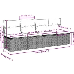 Loungebanken-vidaXL - Tuinbank - Zwart - Poly rattan
