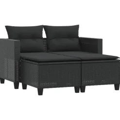 Loungebanken-vidaXL - Tuinbank - Zwart - Poly rattan