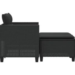Loungebanken-vidaXL - Tuinbank - Zwart - Poly rattan