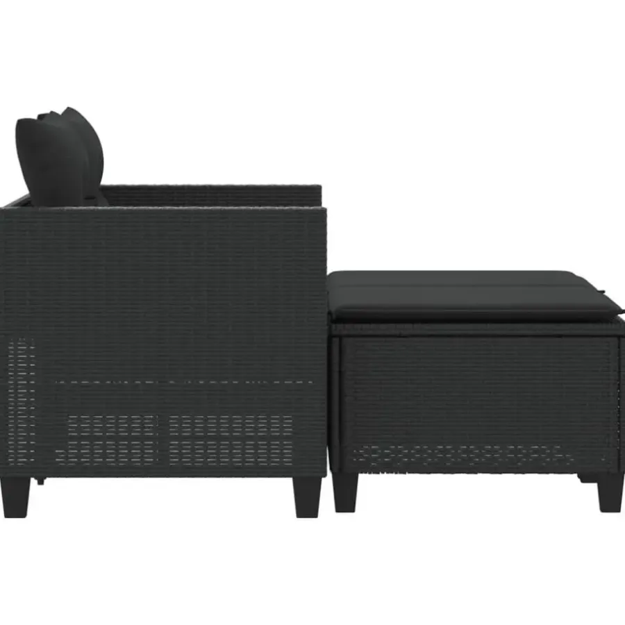 Loungebanken-vidaXL - Tuinbank - Zwart - Poly rattan