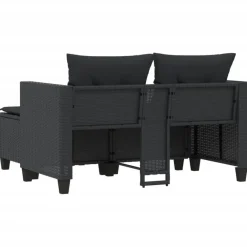 Loungebanken-vidaXL - Tuinbank - Zwart - Poly rattan