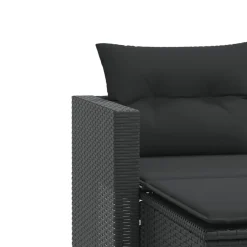 Loungebanken-vidaXL - Tuinbank - Zwart - Poly rattan