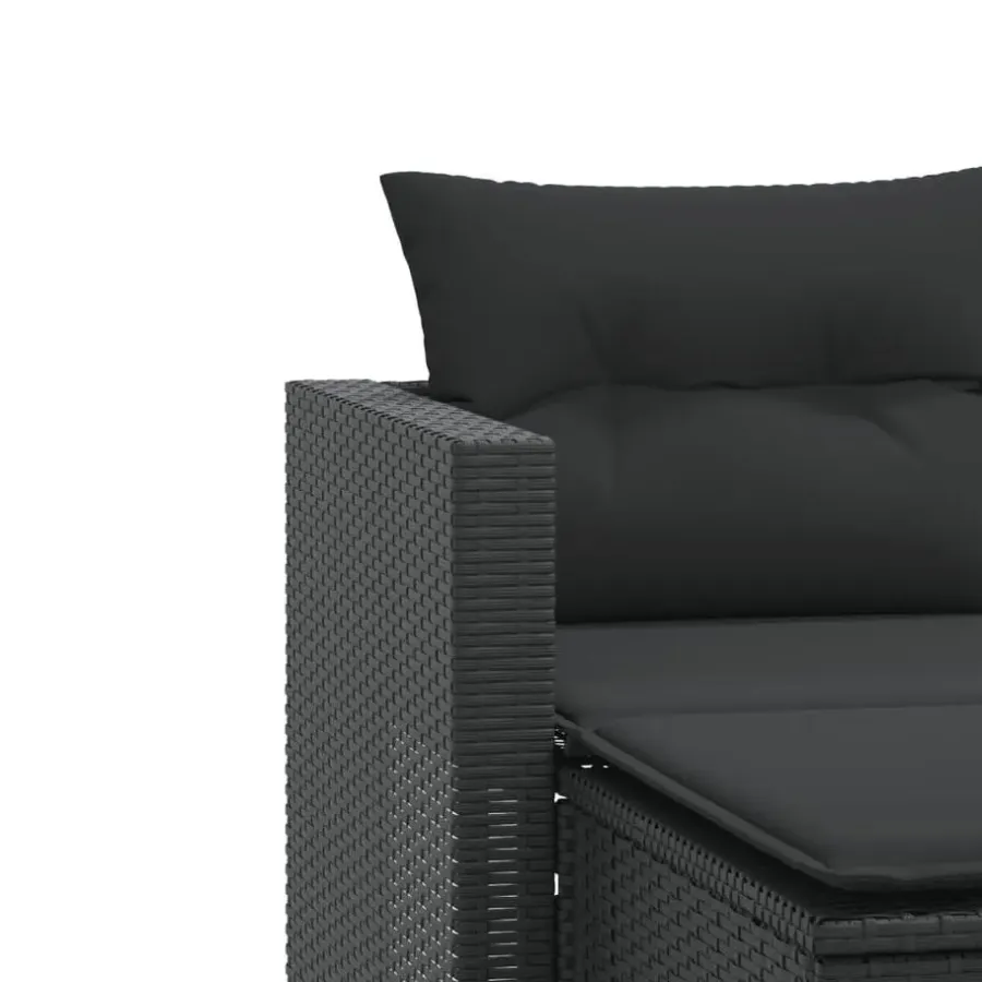 Loungebanken-vidaXL - Tuinbank - Zwart - Poly rattan