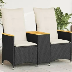 Tuinbanken-vidaXL - Tuinbank - Zwart - Poly rattan