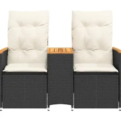 Tuinbanken-vidaXL - Tuinbank - Zwart - Poly rattan