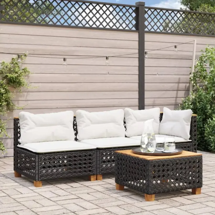 Tuinbanken-vidaXL - Tuinbank - Zwart - Poly rattan