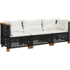 Tuinbanken-vidaXL - Tuinbank - Zwart - Poly rattan - 3 stuks