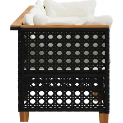 Tuinbanken-vidaXL - Tuinbank - Zwart - Poly rattan - 3 stuks