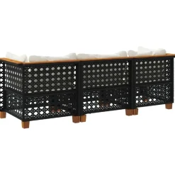 Tuinbanken-vidaXL - Tuinbank - Zwart - Poly rattan - 3 stuks