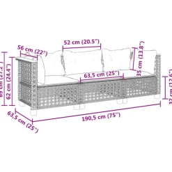 Tuinbanken-vidaXL - Tuinbank - Zwart - Poly rattan - 3 stuks