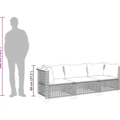 Tuinbanken-vidaXL - Tuinbank - Zwart - Poly rattan - 3 stuks
