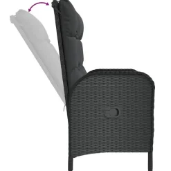 vidaXL - Tuinbank - Zwart - Poly rattan - 107 cm - Verstelbaar