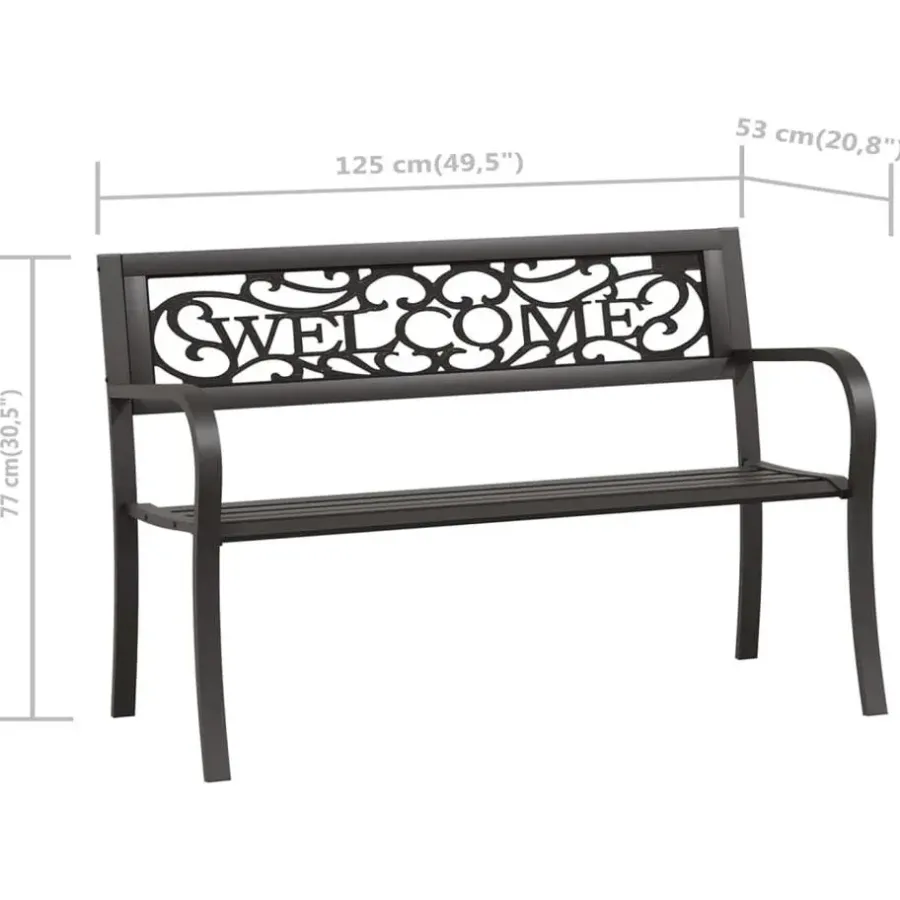 vidaXL - Tuinbank - Zwart - Staal - 125 cm