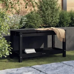 Tuinbanken-vidaXL - Tuinbank - Zwart - Grenenhout - 82.5 x 35 x 45 cm