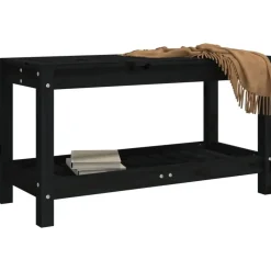 Tuinbanken-vidaXL - Tuinbank - Zwart - Grenenhout - 82.5 x 35 x 45 cm