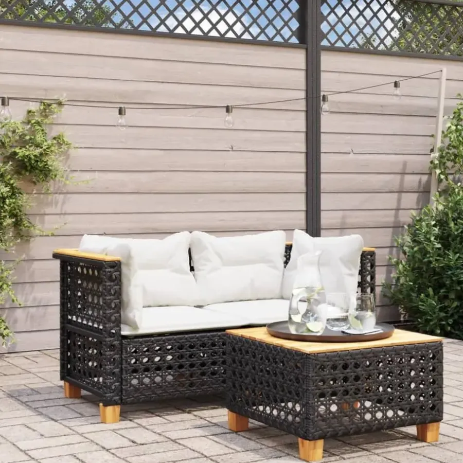 Tuinbanken-vidaXL - Tuinbank - Zwart - Poly rattan