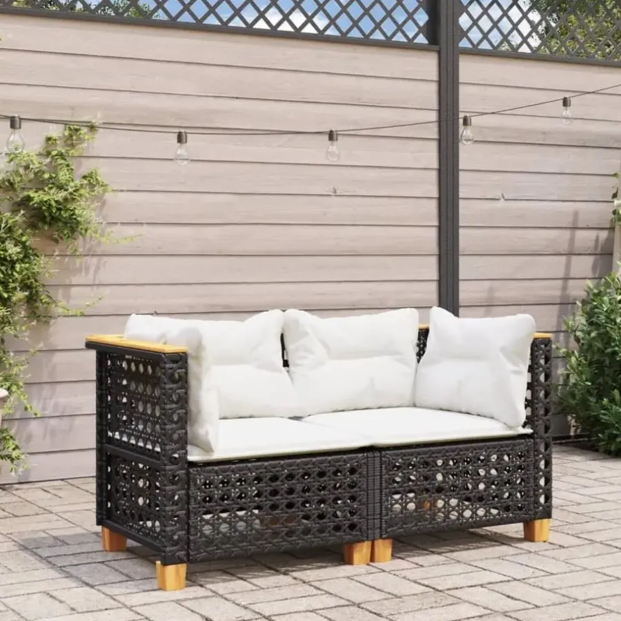 Tuinbanken-vidaXL - Tuinbank - Zwart - Poly rattan