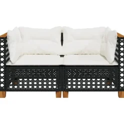 Tuinbanken-vidaXL - Tuinbank - Zwart - Poly rattan