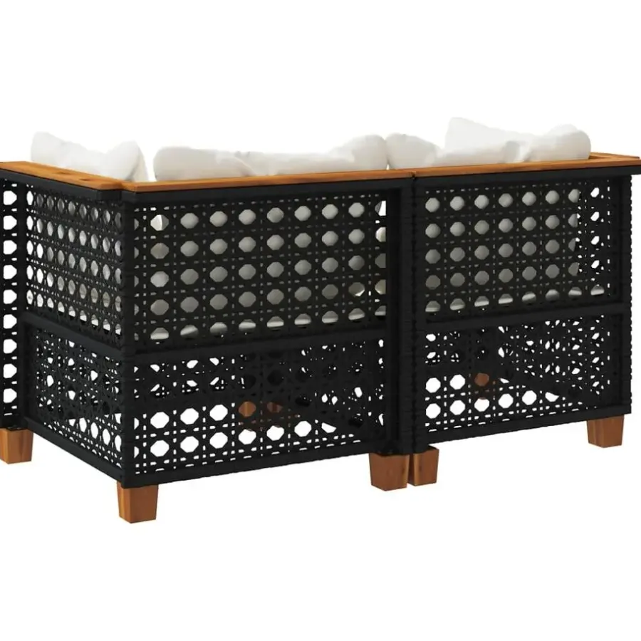Tuinbanken-vidaXL - Tuinbank - Zwart - Poly rattan