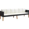 Loungebanken-vidaXL - Tuinbank - Zwart - Poly rattan