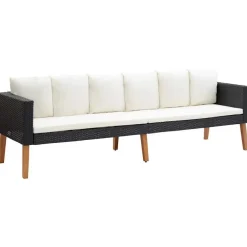 Loungebanken-vidaXL - Tuinbank - Zwart - Poly rattan