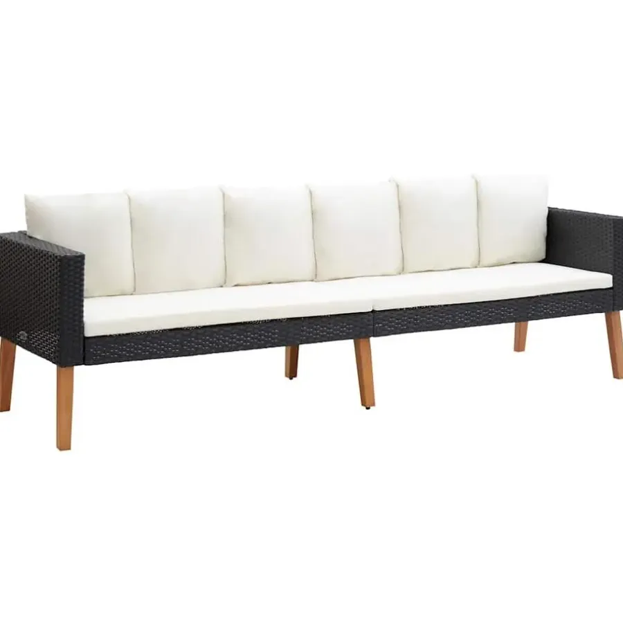 Loungebanken-vidaXL - Tuinbank - Zwart - Poly rattan