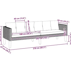 Loungebanken-vidaXL - Tuinbank - Zwart - Poly rattan