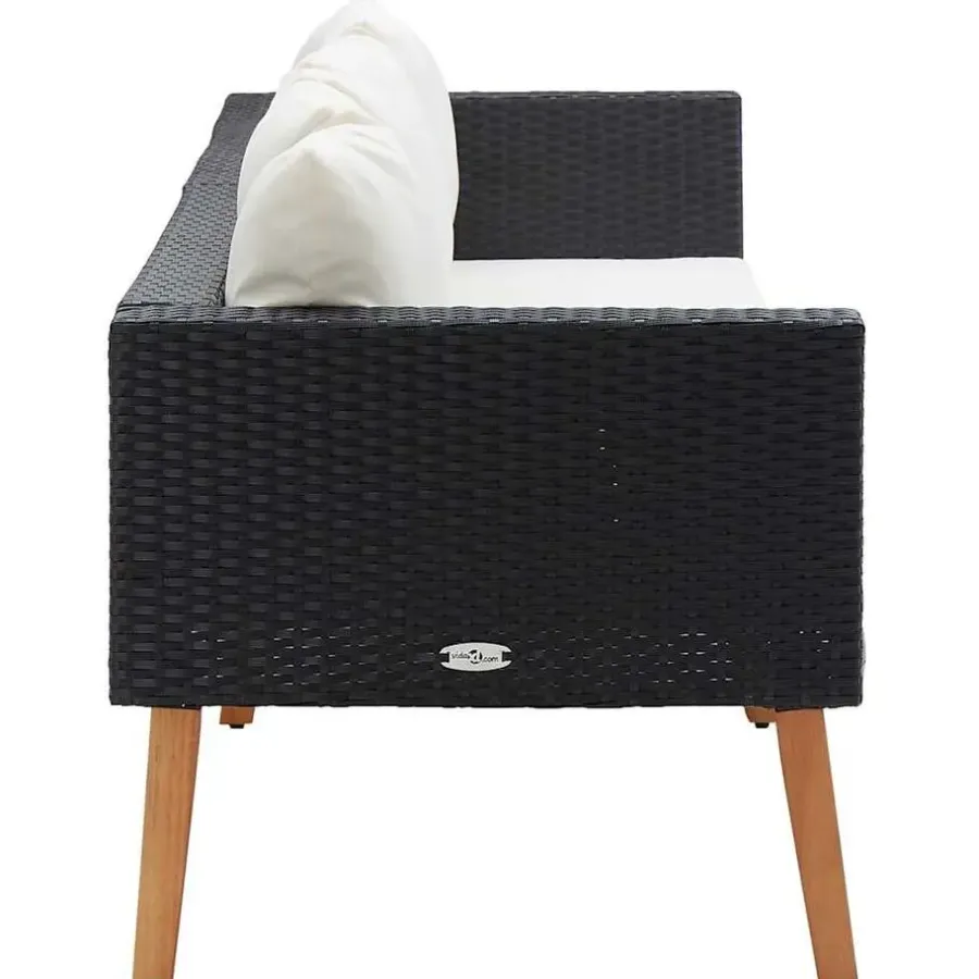 Loungebanken-vidaXL - Tuinbank - Zwart - Poly rattan