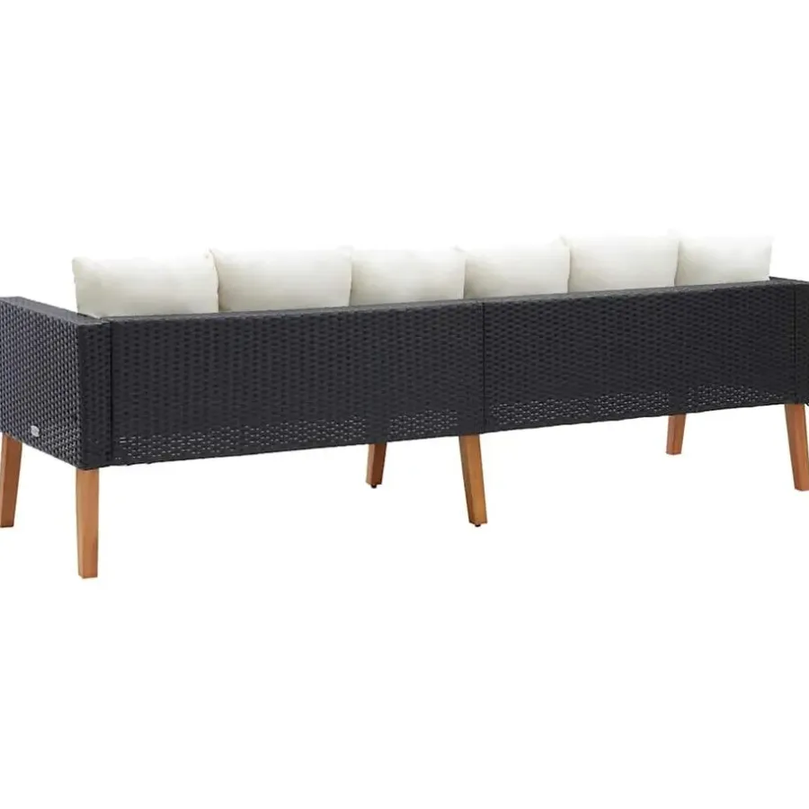 Loungebanken-vidaXL - Tuinbank - Zwart - Poly rattan